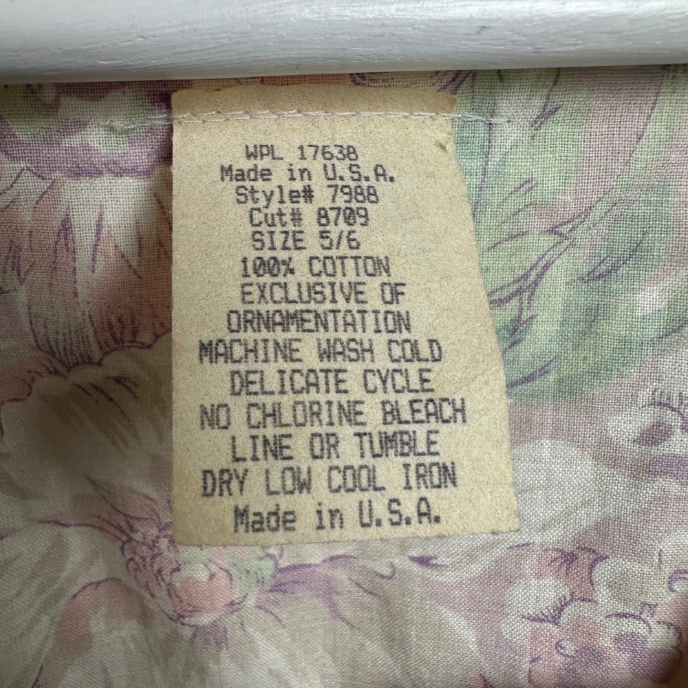 Floral Vintage Prairie Cottagecore Midi Dress Sm Pastel Pink Blue Dropped Waist - Picture 4 of 12